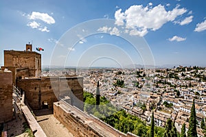 Panoramic view of Alcazaba of Alhambra and Albaycin, an old Muslim district of Granada photo