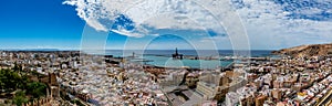 Panoramic view of Almeria old town and harbour