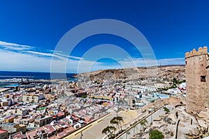 Panoramic view of Almeria old town and harbour photo