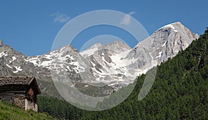 Panoramic view of alpine valley Pfossental, SÃÂ¼dtirol in national park `Texelgruppe` photo