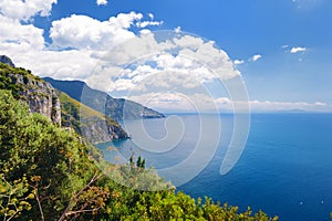 Panoramic view of the Amalfi coast in Italy