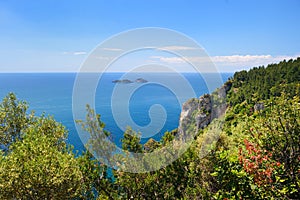 Panoramic view of the Amalfi coast in Italy