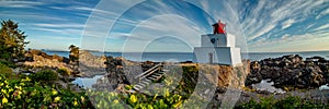 Panoramic view of Amphitrite lighthouse in Ucluelet is on the Vancouver Island , BC, Canada
