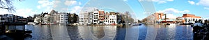 Panoramic view of the Amstel in Amsterdam, Holland