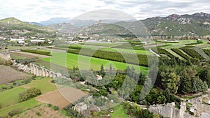 Panoramic view of ancient Aspendos aqueduct