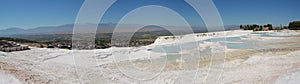 Panoramic view of the ancient Roman baths of Pamukkale (Turkey). Near the Roman ruins of Hierapolis photo
