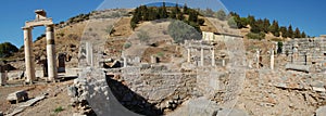Panoramic view of the ancient Roman ruins in Ephesus (Turkey). photo