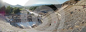 Panoramic view of the ancient Roman theater in Ephesus (Turkey). photo