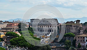 Panoramic view of Ancient Rome ruins