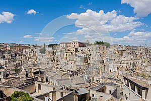 Panoramic view of the ancient town of Matera Sassi di Matera,