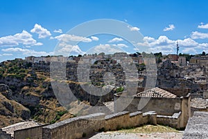 Panoramic view of the ancient town of Matera Sassi di Matera,