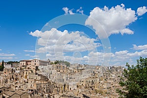 Panoramic view of the ancient town of Matera Sassi di Matera,