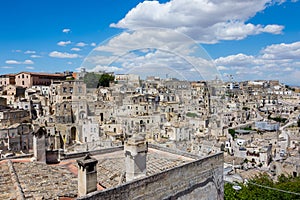 Panoramic view of the ancient town of Matera Sassi di Matera,