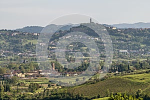 Panoramic view of the ancient village of San Miniato in the province of Pisa, Italy, seen from Cerreto Guidi, Florence