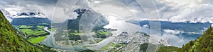 Panoramic view on Andalsnes City, Mountain Landscape and Fjord V