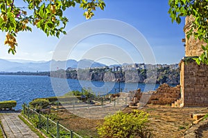 Panoramic view on Antalya city from old town Kaleici. Turkey