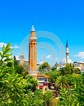 Panoramic view of Antalya Kaleici Old Town. Turkey