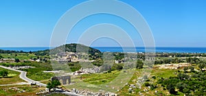 Panoramic view of the antique ruins in Patara, Antalya province, Turkey.