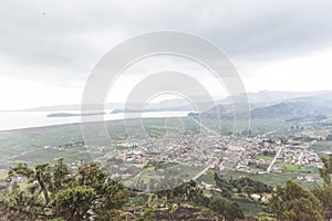 Panoramic view of Aquitania, Boyaca, Colombia, and the fields that surround it