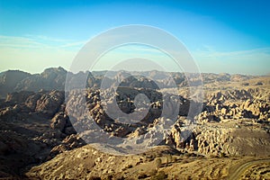 Panoramic view of Arabah valley near historical city of Petra, Jordan