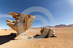 Panoramic view of  arbol de piedra stone tree, in Bolivia