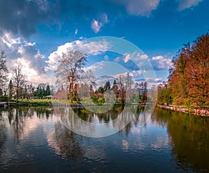 Panoramic view of Arboretum VolÃÂji Potok, Slovenia photo