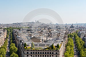 Panoramic View from Arc de Triomphe Notheast to Sacre Coeur Church, Paris