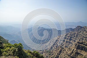 The Panoramic view from Arthur`s Seat point at Konkan region mountains. Mahabaleshwar,Mahar