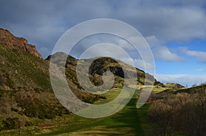 Panoramic view of Arthurs seat in Edinburgh