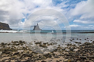 Panoramic view of Atalaia Beach with Morro do Frade on Background - Fernando de Noronha, Pernambuco, Brazil