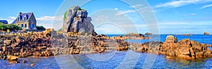 Panoramic view of the atlantic coast of English Channel, Brittany, France