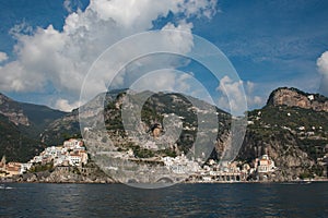 Panoramic view of Atrani and Amalfi on the Tyrrhenian sea