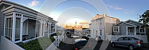 Panoramic view of Auckland CBD skyline as seen east from Ponson