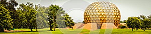 Panoramic view of Auroville is a universal city in the making in Puducherry, South India dedicated to the ideal of human unity whe