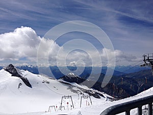 Panoramic view of Austrian ski region of Hintertux