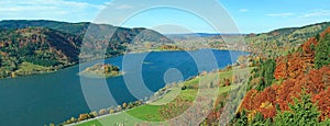 Panoramic view autum landscape schliersee