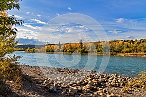 Panoramic View Of An Autumn Bow River