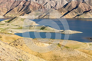 Panoramic view of the Azat reservoir in Armenia