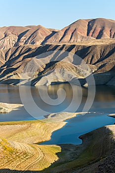 Panoramic view of the Azat reservoir in Armenia