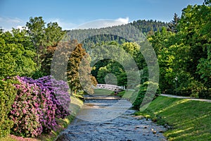 Panoramic view on Baden Baden city river,canal and mountains Baden Wuerttemberg, Germany