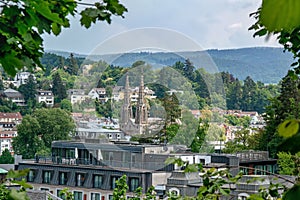 Panoramic view of Baden Baden, Germany in summer