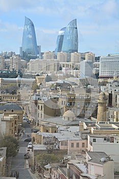 Panoramic view Baku Old Town Azerbaijan