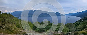 Panoramic view from Baladrun Mount over Locarno Lake, Switzerland