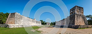 Panoramic view of ball game court juego de pelota at Chichen Itza - Mexico photo