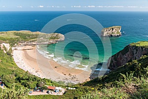 Panoramic view of the Ballota beach in Asturias northern Spain