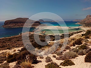 Panoramic view of Balos Beach. Crete Island. Greece