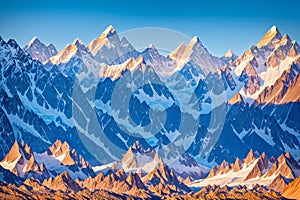 a panoramic view of Baltoro Glacier.