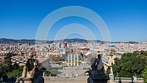 Panoramic view of Barcelona from Museo Nacional de Arte de Catalunya photo