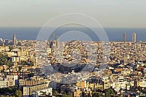 Panoramic view of Barcelona Skyline photo