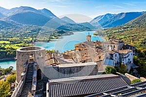 Panoramic view in Barrea, province of L`Aquila in the Abruzzo region of Italy.